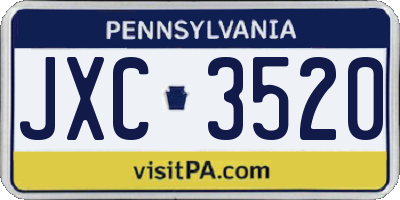 PA license plate JXC3520