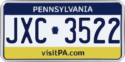 PA license plate JXC3522