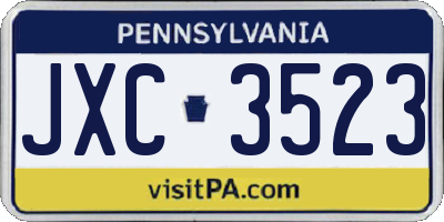 PA license plate JXC3523