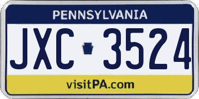 PA license plate JXC3524