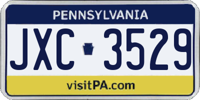 PA license plate JXC3529
