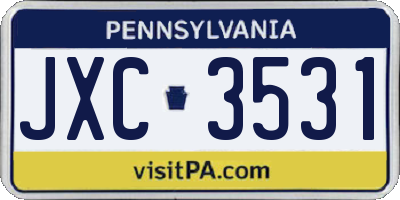 PA license plate JXC3531
