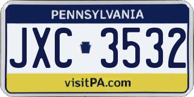 PA license plate JXC3532