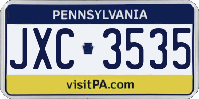 PA license plate JXC3535