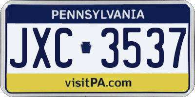 PA license plate JXC3537