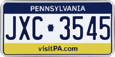 PA license plate JXC3545