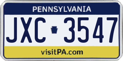 PA license plate JXC3547