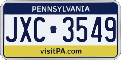 PA license plate JXC3549