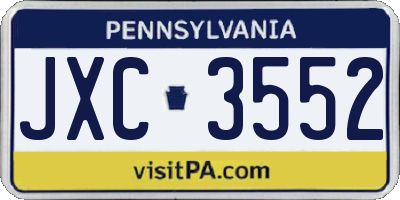 PA license plate JXC3552
