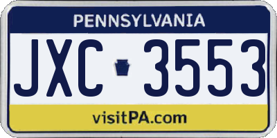 PA license plate JXC3553