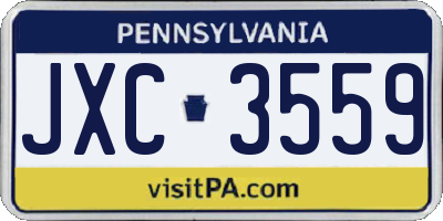 PA license plate JXC3559