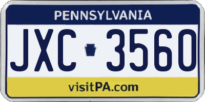 PA license plate JXC3560