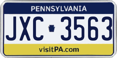 PA license plate JXC3563