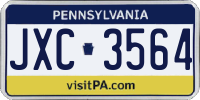 PA license plate JXC3564