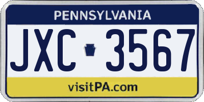 PA license plate JXC3567
