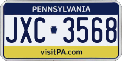 PA license plate JXC3568