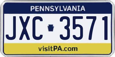 PA license plate JXC3571
