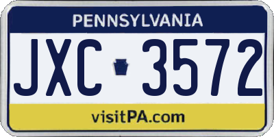 PA license plate JXC3572