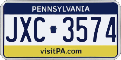 PA license plate JXC3574