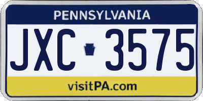 PA license plate JXC3575
