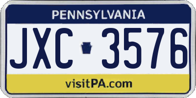 PA license plate JXC3576