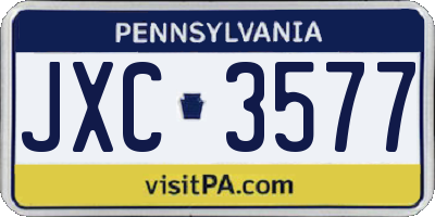 PA license plate JXC3577