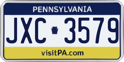 PA license plate JXC3579