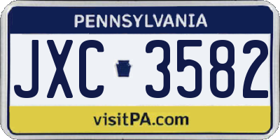 PA license plate JXC3582