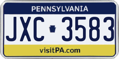 PA license plate JXC3583