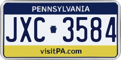 PA license plate JXC3584