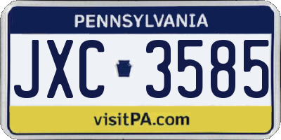 PA license plate JXC3585