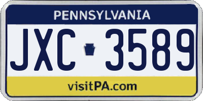 PA license plate JXC3589