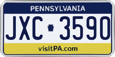 PA license plate JXC3590