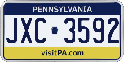 PA license plate JXC3592