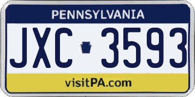 PA license plate JXC3593