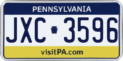 PA license plate JXC3596