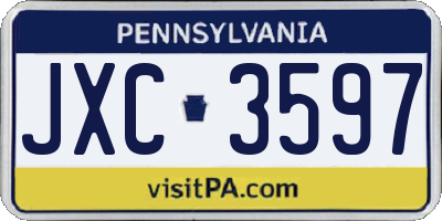 PA license plate JXC3597