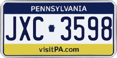 PA license plate JXC3598