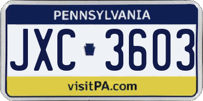 PA license plate JXC3603