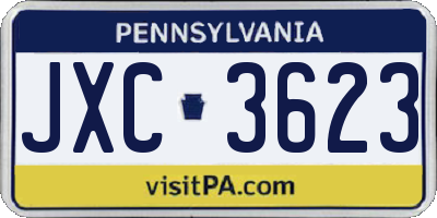 PA license plate JXC3623