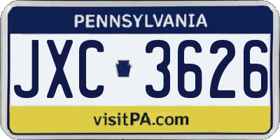 PA license plate JXC3626
