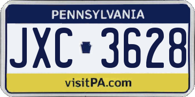 PA license plate JXC3628