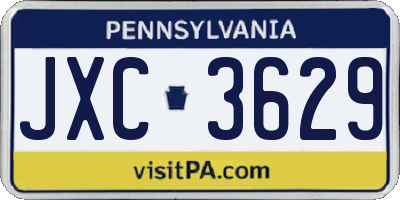 PA license plate JXC3629