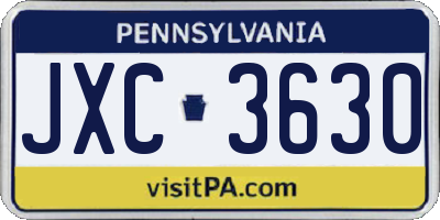PA license plate JXC3630