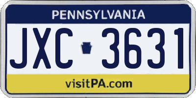 PA license plate JXC3631
