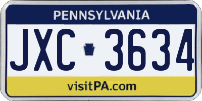 PA license plate JXC3634