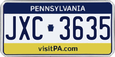 PA license plate JXC3635
