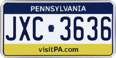 PA license plate JXC3636
