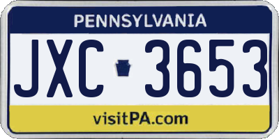 PA license plate JXC3653
