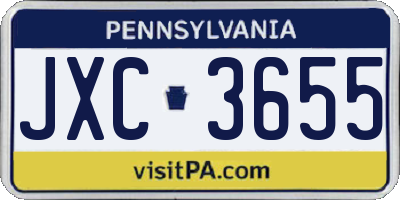 PA license plate JXC3655